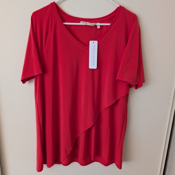 Soft Surroundings Tops - Soft Surroundings Womens Large Short Sleeve Madeline Tunic Red NWT Vacation